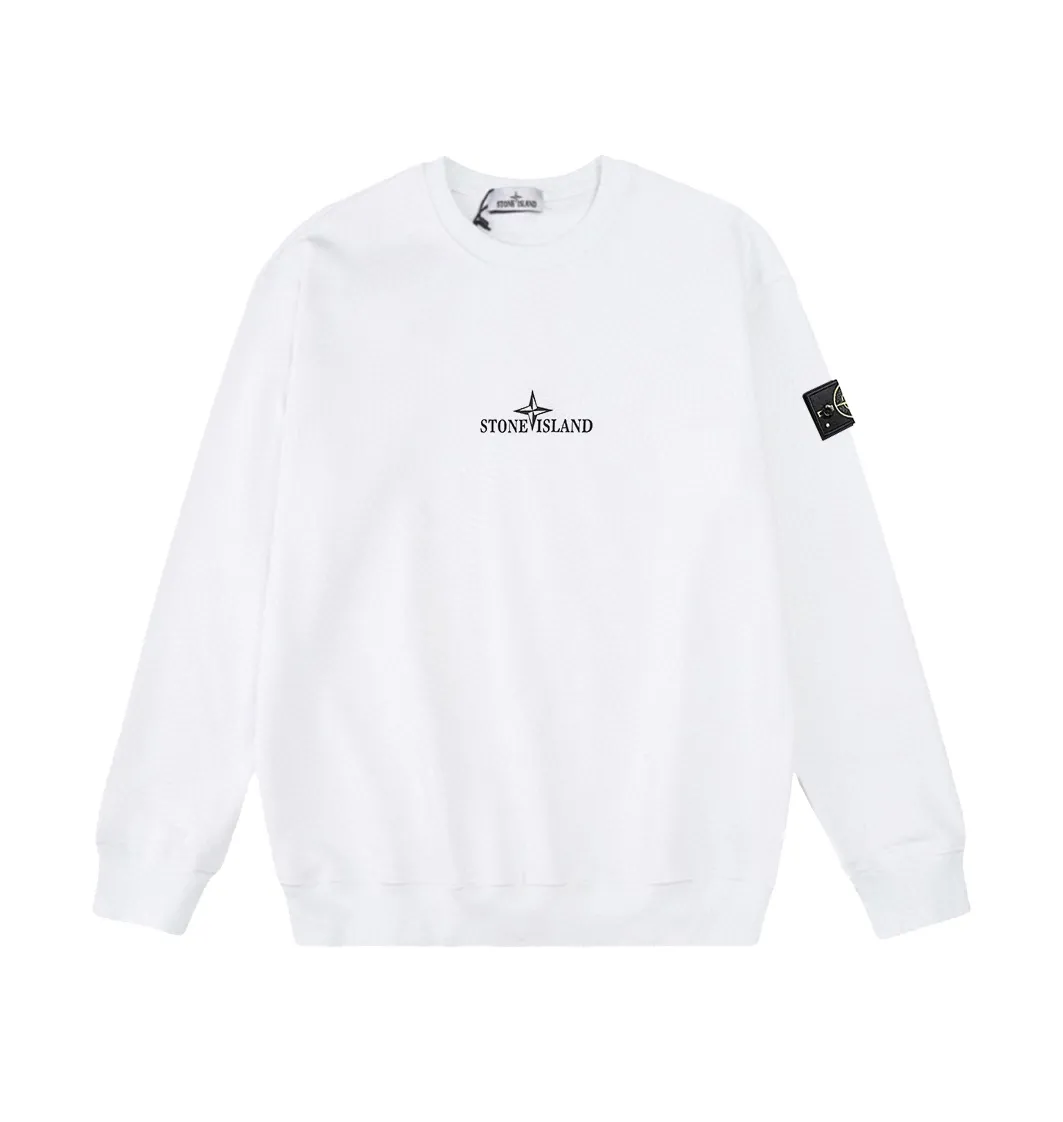 W817#P160💰 Stone Island Compass logo printed round neck long-sleeved sweatshirt! Versatile base round neck sweatshirt for couples! Simple armband design, customized 1*1 thread (fine texture), 380g double-strand large terry fabric, very good quality, foreign trade craftsmanship, respect the original version! The threads at the cuffs and hem are all original bartacks! The time-consuming and material consumption distinguishes the ordinary version on the market! Tops worn by celebrities from all walks of life on INS, can be matched with couple styles!  Color: Black White Size: M-XXL